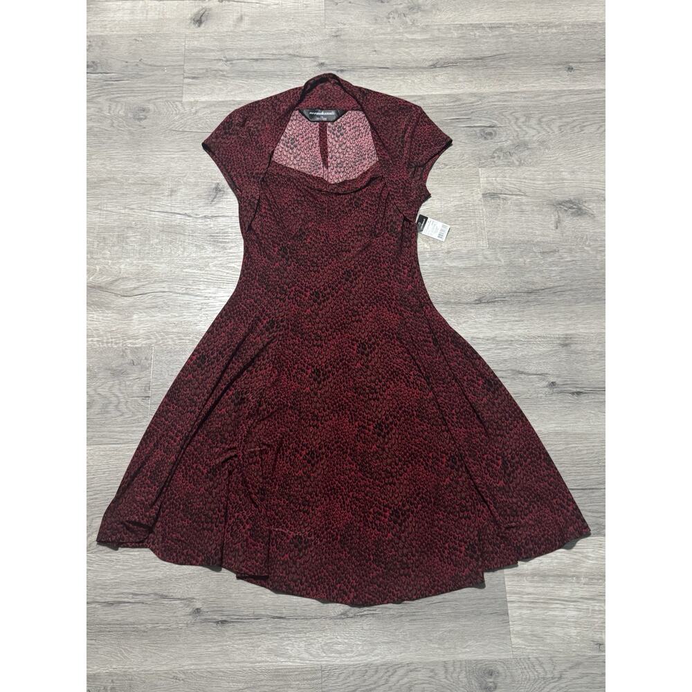 NWT Norma Kamali Jersey Knit Shrug Dress Sz L Red Black Snake Print Shruggie